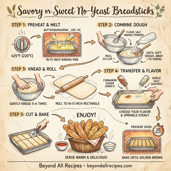 Savory or Sweet No-Yeast Breadsticks instructions