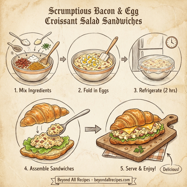 Scrumptious Bacon & Egg Croissant Salad Sandwiches instructions