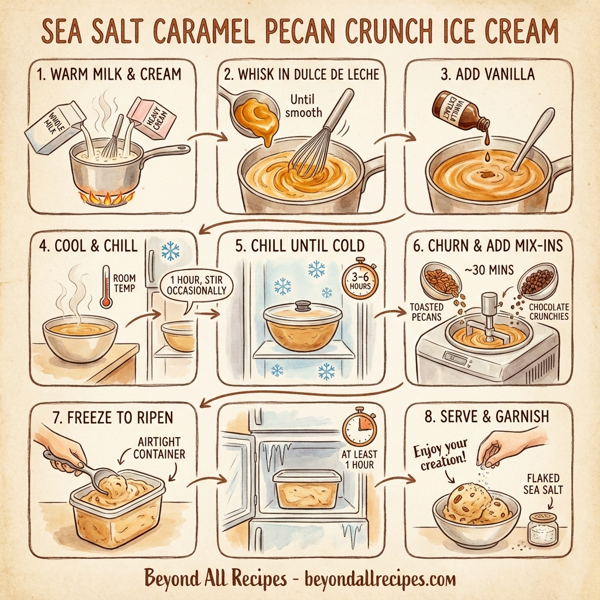 Sea Salt Caramel Pecan Crunch Ice Cream instructions