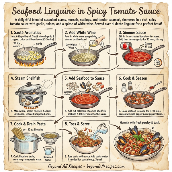 Seafood Linguine in Spicy Tomato Sauce instructions