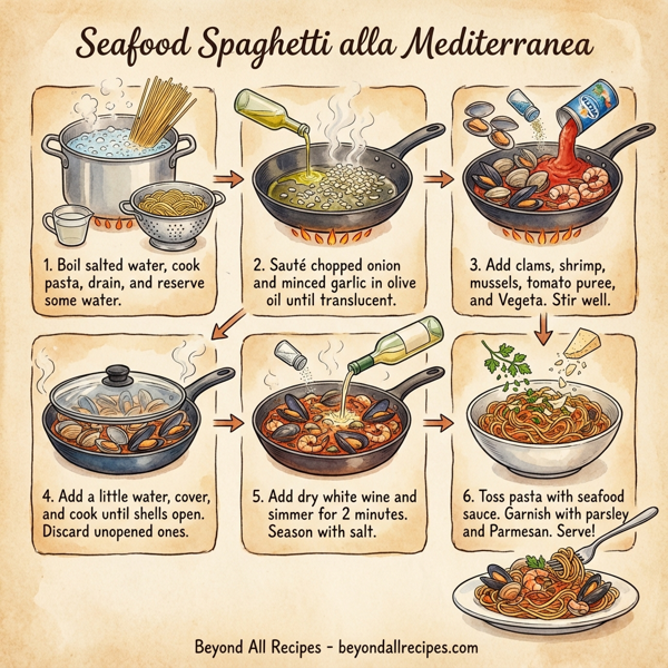 Seafood Spaghetti alla Mediterranea instructions
