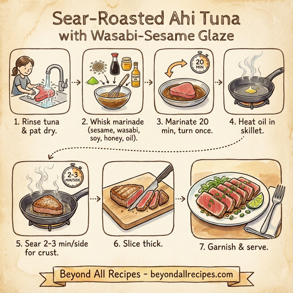 Sear-Roasted Ahi Tuna with Wasabi-Sesame Glaze instructions