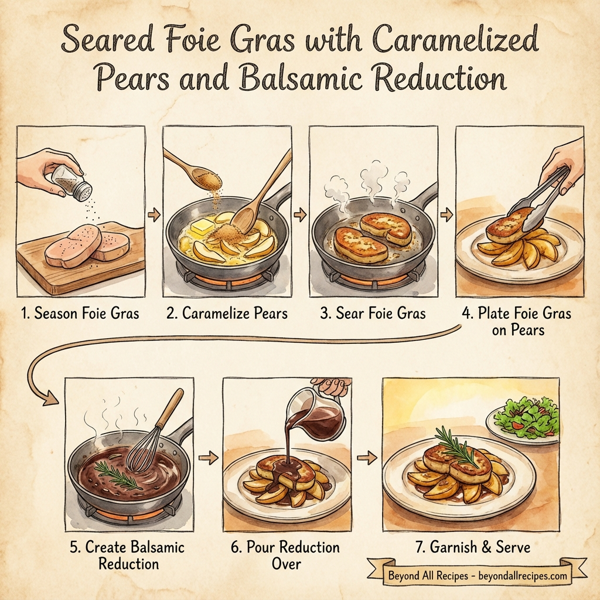 Seared Foie Gras with Caramelized Pears and Balsamic Reduction instructions