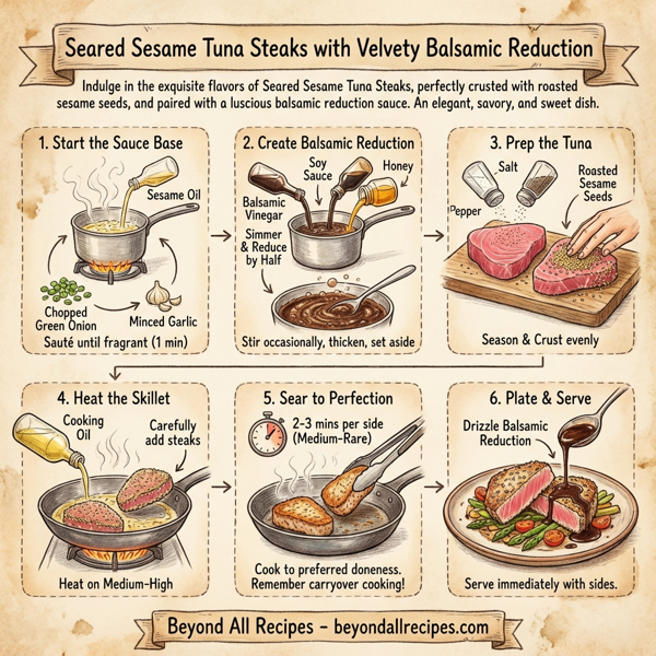 Seared Sesame Tuna Steaks with Velvety Balsamic Reduction instructions