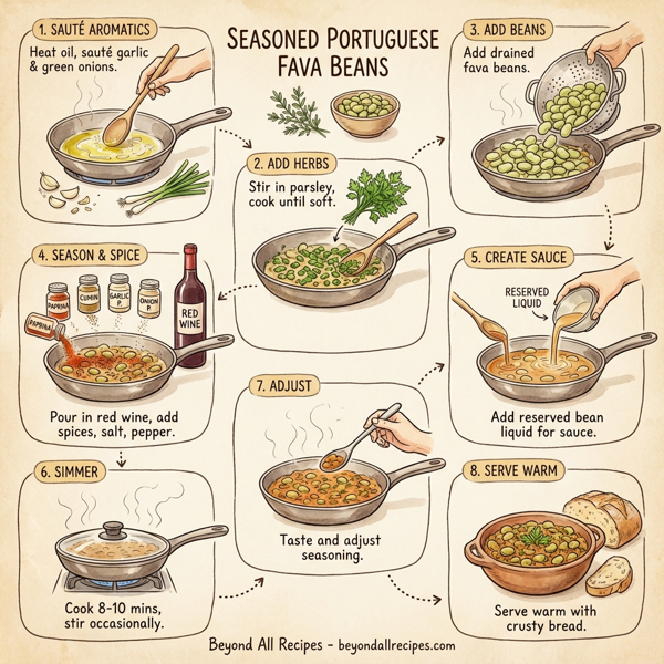 Seasoned Portuguese Fava Beans with Garlic and Herbs instructions