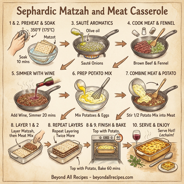 Sephardic Matzah and Meat Casserole instructions