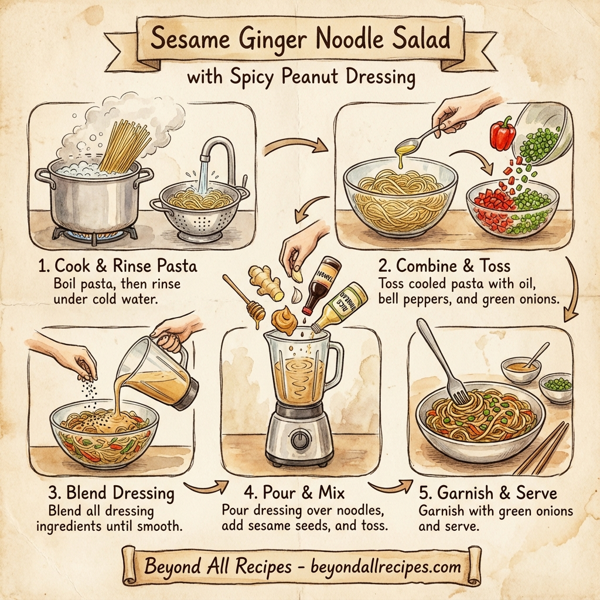 Sesame Ginger Noodle Salad with Spicy Peanut Dressing instructions