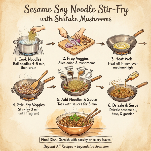 Sesame Soy Noodle Stir-Fry with Shiitake Mushrooms instructions