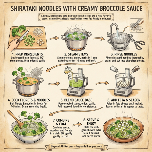 Shirataki Noodles with Creamy Broccoli Sauce instructions