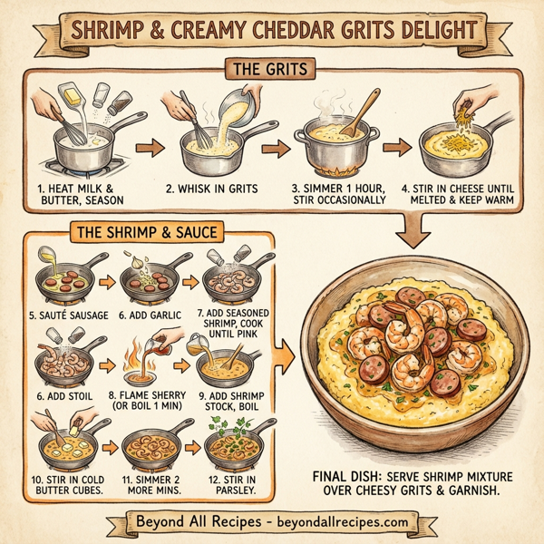 Shrimp & Creamy Cheddar Grits Delight instructions
