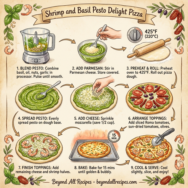 Shrimp and Basil Pesto Delight Pizza instructions