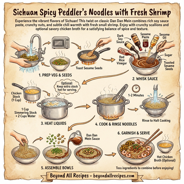 Sichuan Spicy Peddler's Noodles with Fresh Shrimp instructions