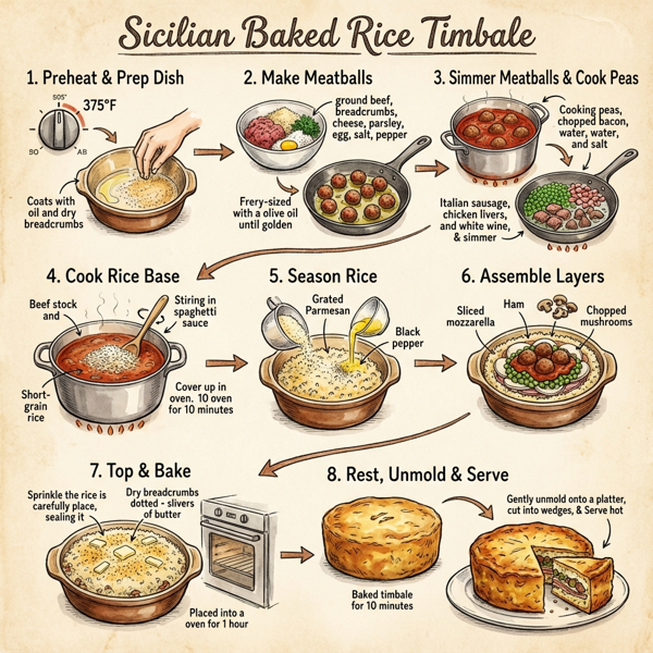 Sicilian Baked Rice Timbale instructions