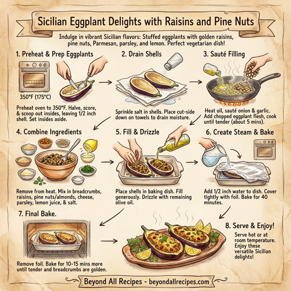 Sicilian Eggplant Delights with Raisins and Pine Nuts instructions