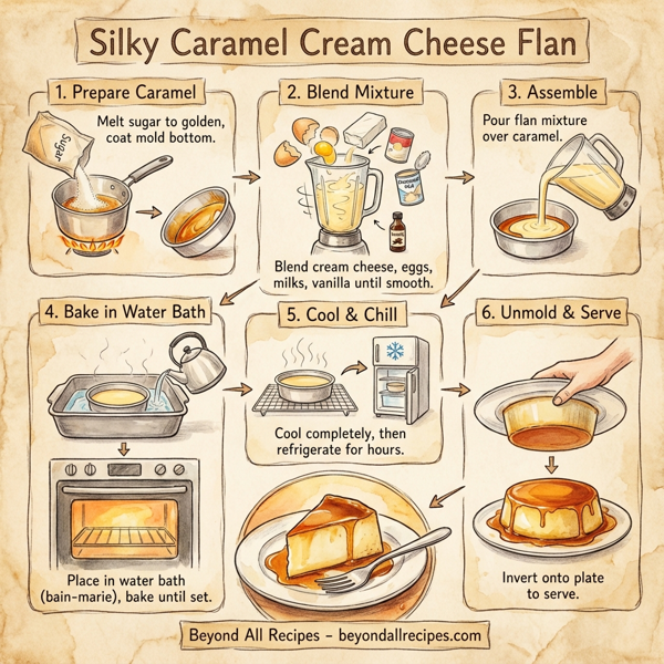 Silky Caramel Cream Cheese Flan instructions