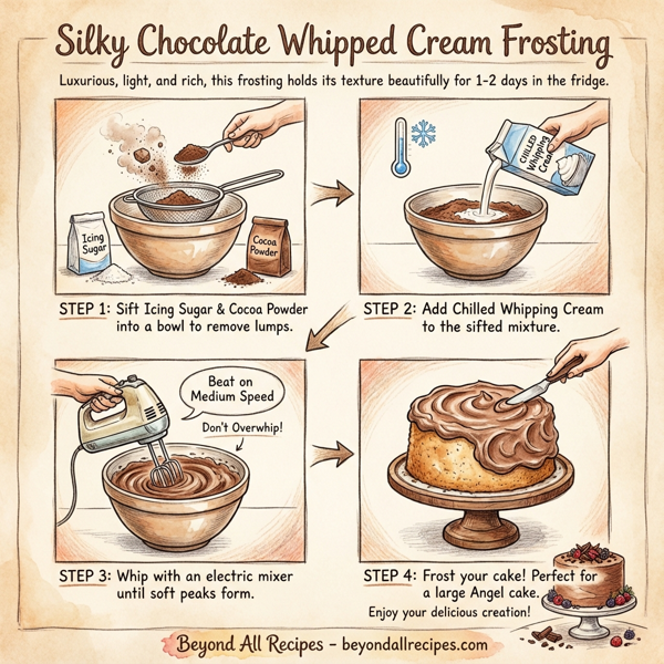 Silky Chocolate Whipped Cream Frosting instructions