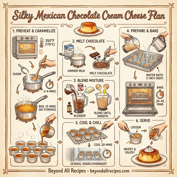 Silky Mexican Chocolate Cream Cheese Flan instructions