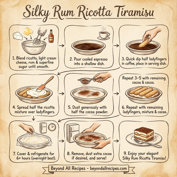 Silky Rum Ricotta Tiramisu instructions