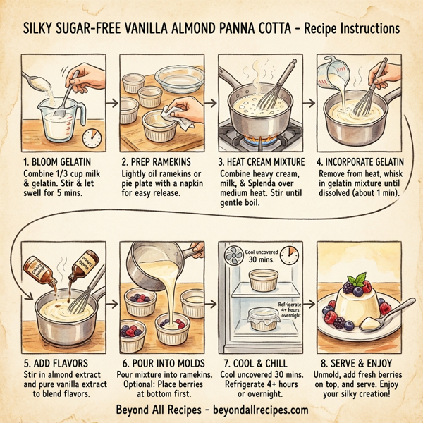 Silky Sugar-Free Vanilla Almond Panna Cotta instructions