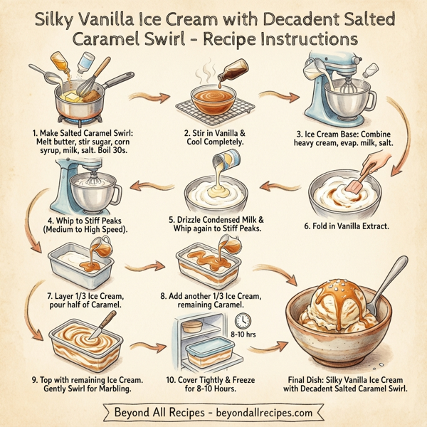 Silky Vanilla Ice Cream with Decadent Salted Caramel Swirl instructions
