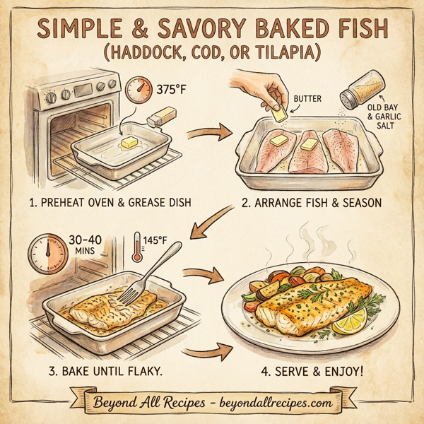 Simple & Savory Baked Fish (Haddock, Cod, or Tilapia) instructions