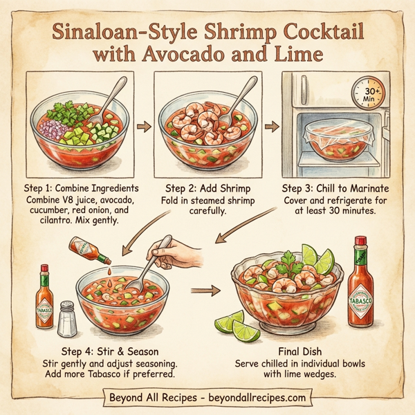Sinaloan-Style Shrimp Cocktail with Avocado and Lime instructions