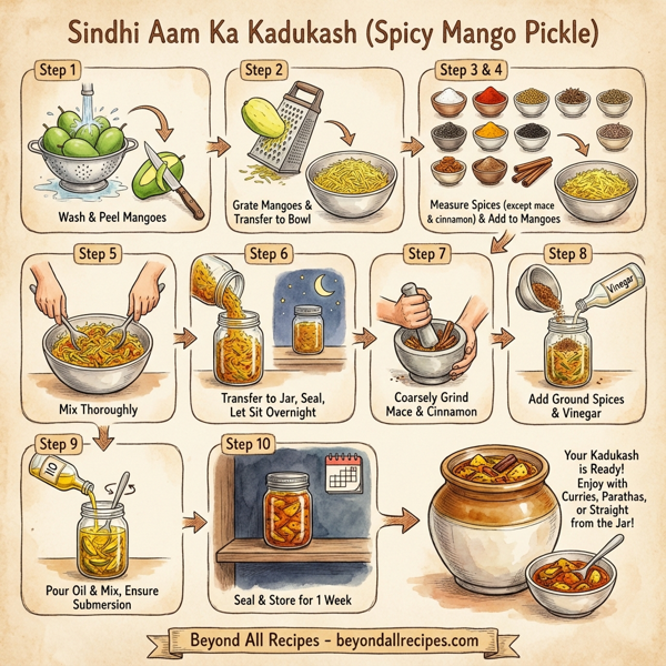 Sindhi Aam Ka Kadukash (Spicy Mango Pickle) instructions