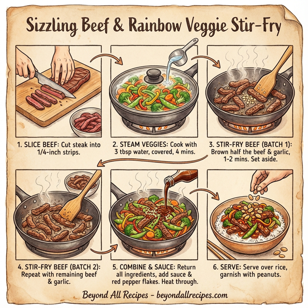 Sizzling Beef & Rainbow Veggie Stir-Fry instructions