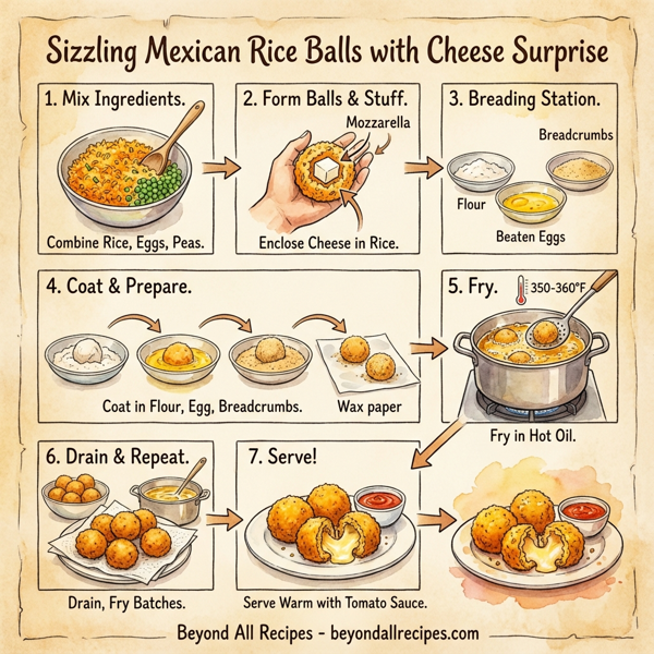 Sizzling Mexican Rice Balls with Cheese Surprise instructions
