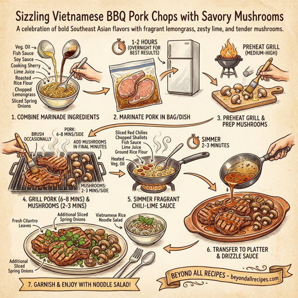 Sizzling Vietnamese BBQ Pork Chops with Savory Mushrooms instructions