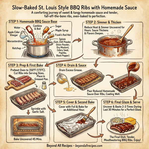 Slow-Baked St. Louis Style BBQ Ribs with Homemade Sauce instructions