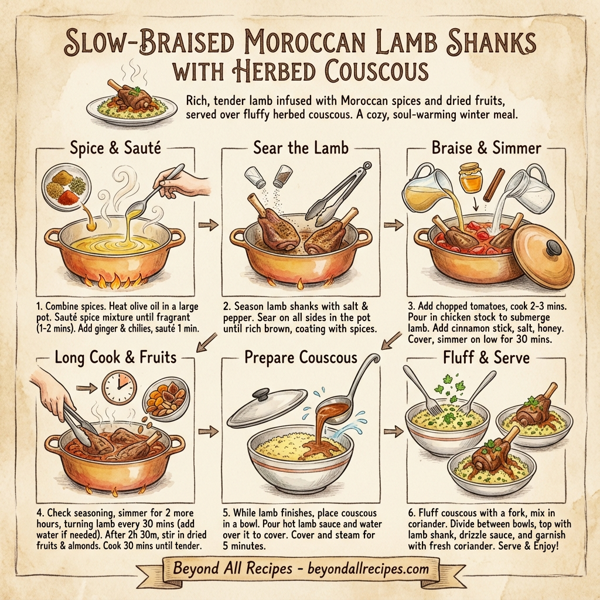 Slow-Braised Moroccan Lamb Shanks with Herbed Couscous instructions