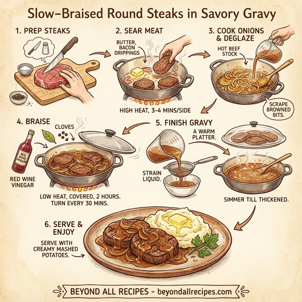 Slow-Braised Round Steaks in Savory Gravy instructions