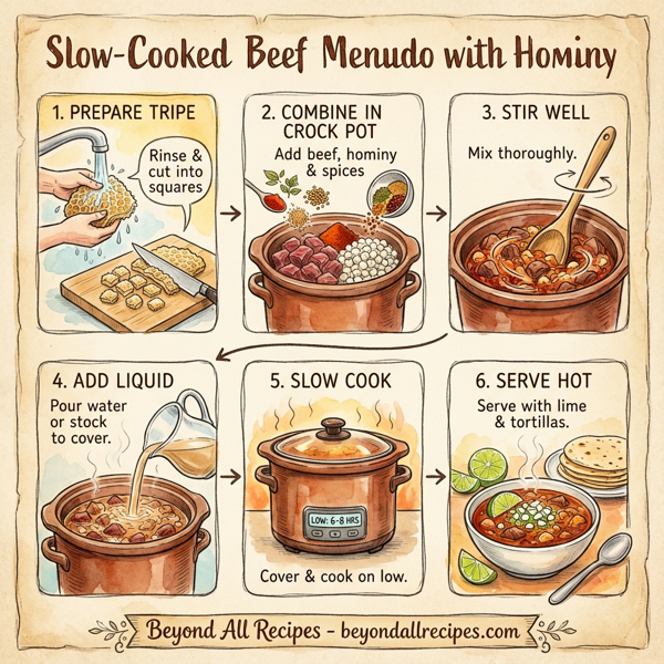Slow-Cooked Beef Menudo with Hominy instructions