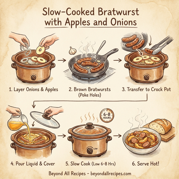 Slow-Cooked Bratwurst with Apples and Onions instructions