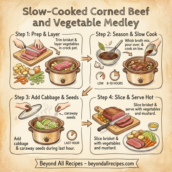 Slow-Cooked Corned Beef and Vegetable Medley instructions