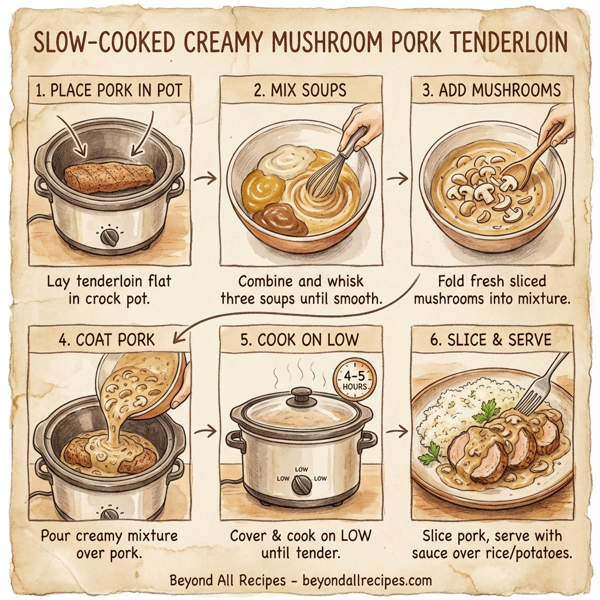 Slow-Cooked Creamy Mushroom Pork Tenderloin instructions