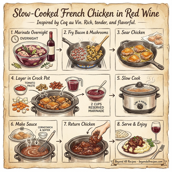 Slow-Cooked French Chicken in Red Wine instructions
