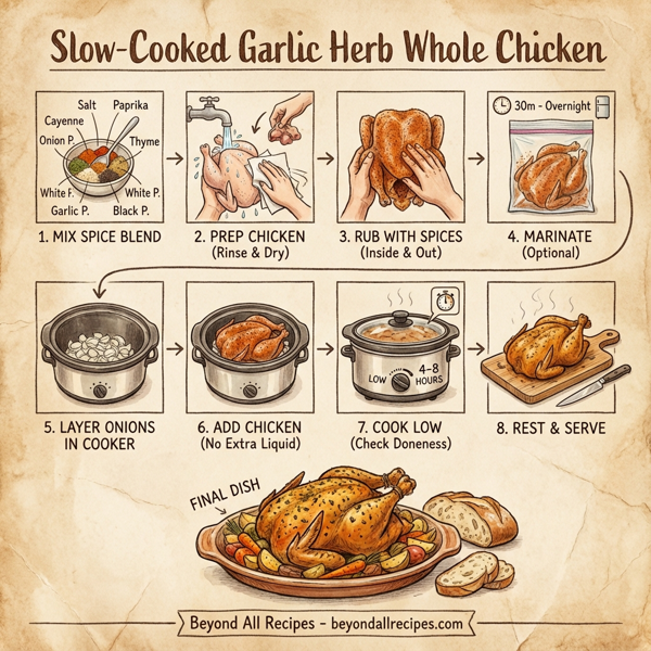 Slow-Cooked Garlic Herb Whole Chicken instructions