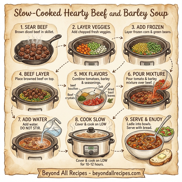 Slow-Cooked Hearty Beef and Barley Soup instructions