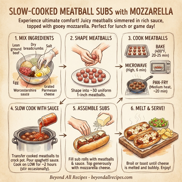 Slow-Cooked Meatball Subs with Mozzarella instructions
