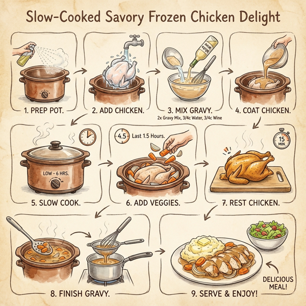 Slow-Cooked Savory Frozen Chicken Delight instructions