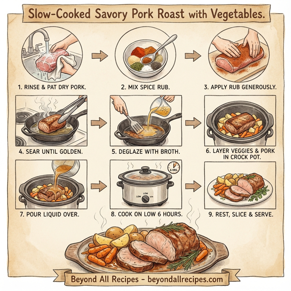 Slow-Cooked Savory Pork Roast with Vegetables instructions