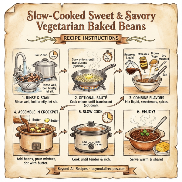 Slow-Cooked Sweet & Savory Vegetarian Baked Beans instructions