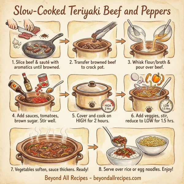 Slow-Cooked Teriyaki Beef and Peppers instructions