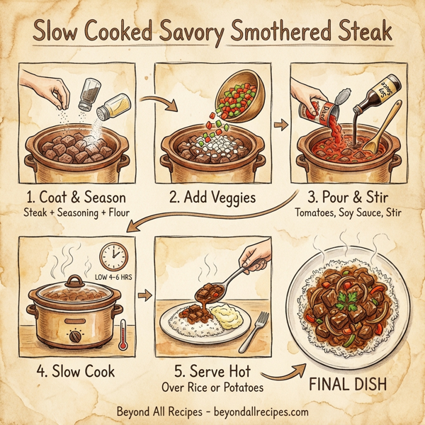 Slow Cooked Savory Smothered Steak instructions