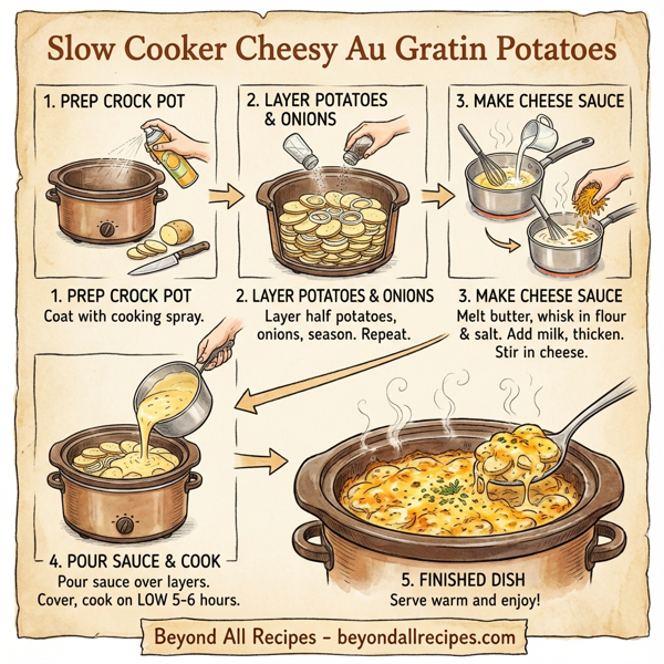 Slow Cooker Cheesy Au Gratin Potatoes instructions