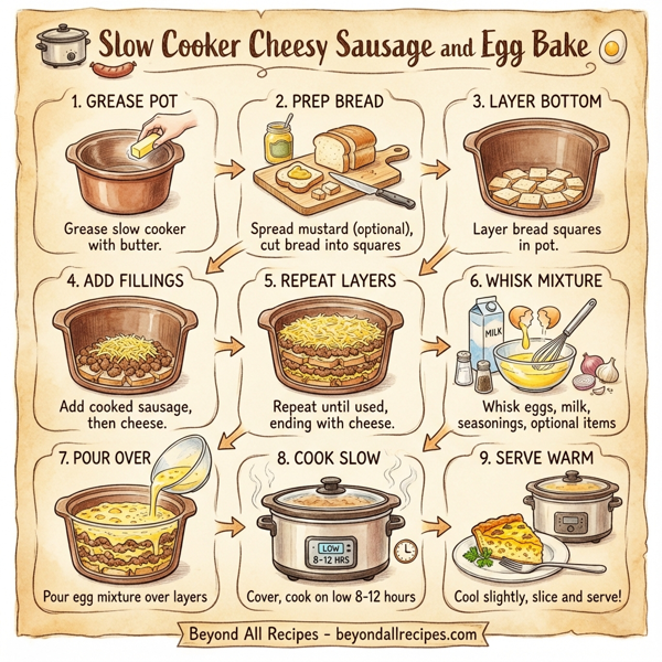 Slow Cooker Cheesy Sausage and Egg Bake instructions
