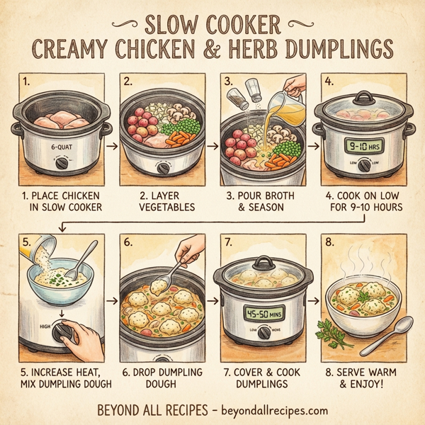 Slow Cooker Creamy Chicken and Herb Dumplings instructions