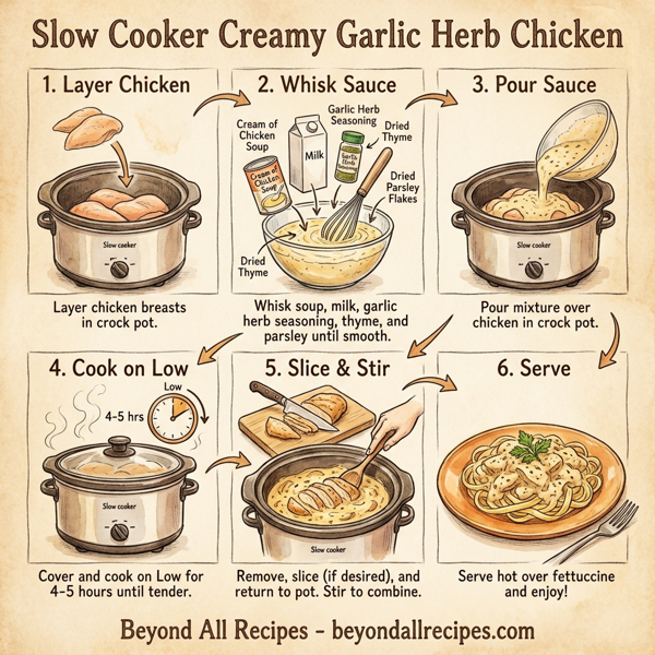 Slow Cooker Creamy Garlic Herb Chicken instructions